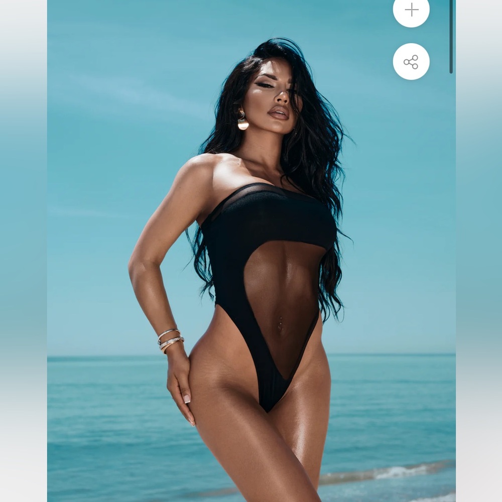 NALIA SWIM ASTRA MESH ONE-PIECE BIKINI - BLACK